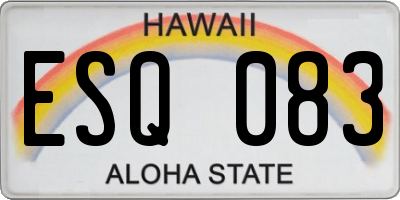 HI license plate ESQ083