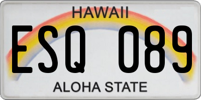 HI license plate ESQ089