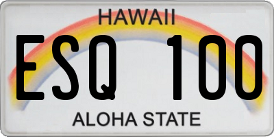 HI license plate ESQ100