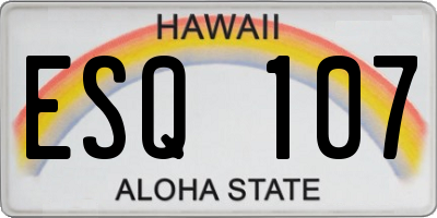 HI license plate ESQ107