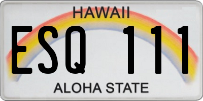 HI license plate ESQ111
