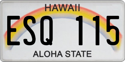 HI license plate ESQ115