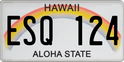 HI license plate ESQ124