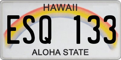 HI license plate ESQ133