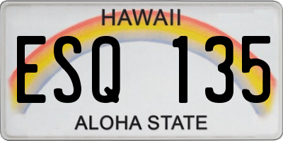 HI license plate ESQ135