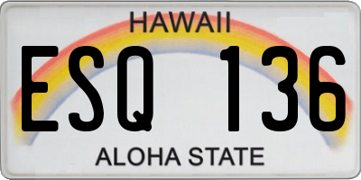 HI license plate ESQ136