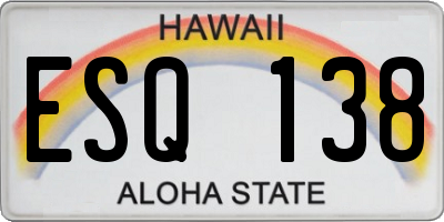 HI license plate ESQ138