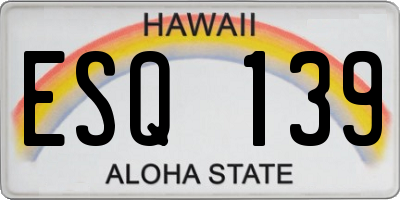 HI license plate ESQ139
