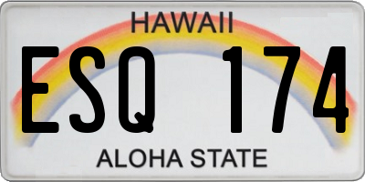 HI license plate ESQ174