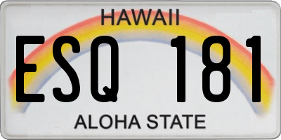HI license plate ESQ181