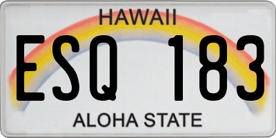 HI license plate ESQ183