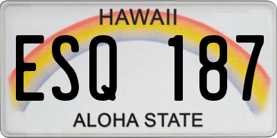 HI license plate ESQ187
