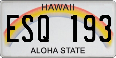 HI license plate ESQ193