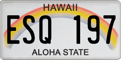 HI license plate ESQ197