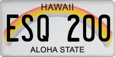 HI license plate ESQ200