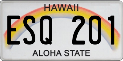 HI license plate ESQ201