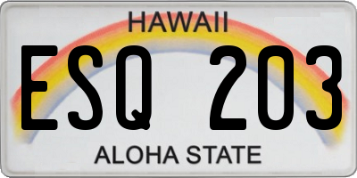 HI license plate ESQ203