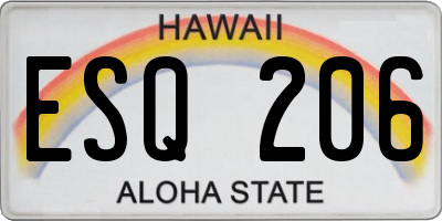 HI license plate ESQ206