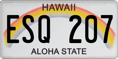 HI license plate ESQ207