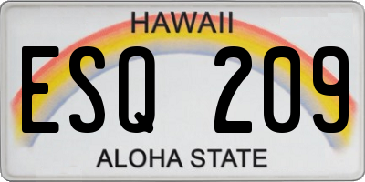 HI license plate ESQ209