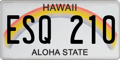 HI license plate ESQ210