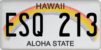 HI license plate ESQ213