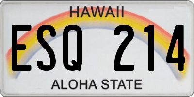 HI license plate ESQ214