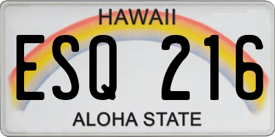 HI license plate ESQ216