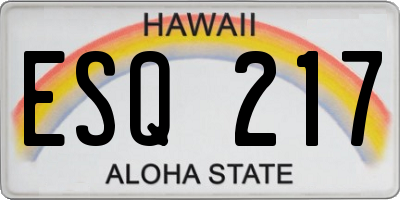 HI license plate ESQ217