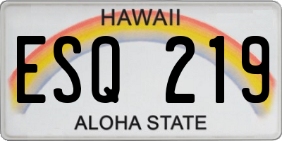 HI license plate ESQ219
