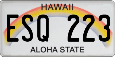 HI license plate ESQ223