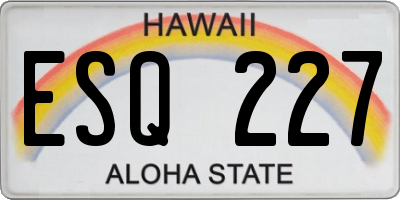 HI license plate ESQ227