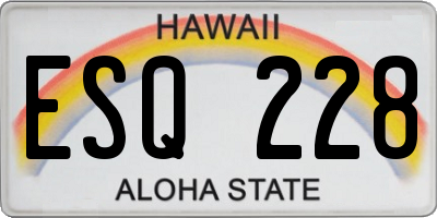 HI license plate ESQ228