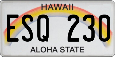 HI license plate ESQ230