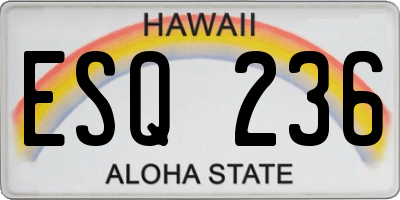 HI license plate ESQ236