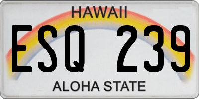 HI license plate ESQ239