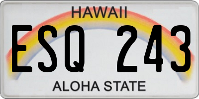 HI license plate ESQ243