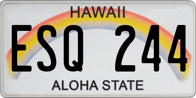 HI license plate ESQ244