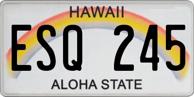 HI license plate ESQ245