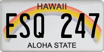 HI license plate ESQ247