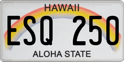 HI license plate ESQ250