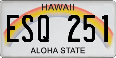 HI license plate ESQ251