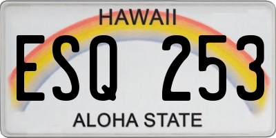 HI license plate ESQ253