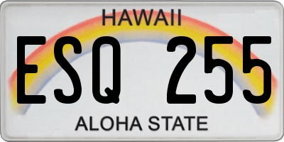 HI license plate ESQ255