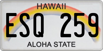 HI license plate ESQ259