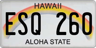 HI license plate ESQ260