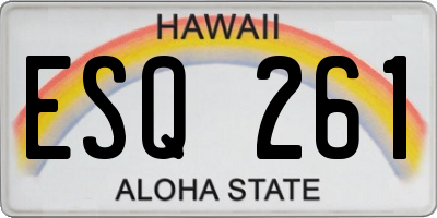 HI license plate ESQ261