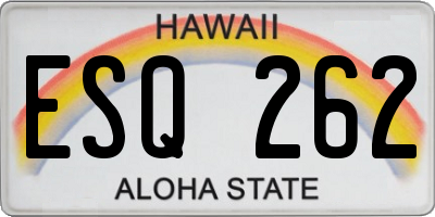 HI license plate ESQ262