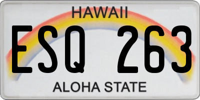 HI license plate ESQ263