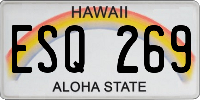 HI license plate ESQ269